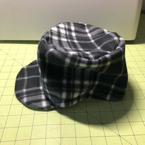 XL Black Plaid Fleece Fit Hat (Left Sided Brim)